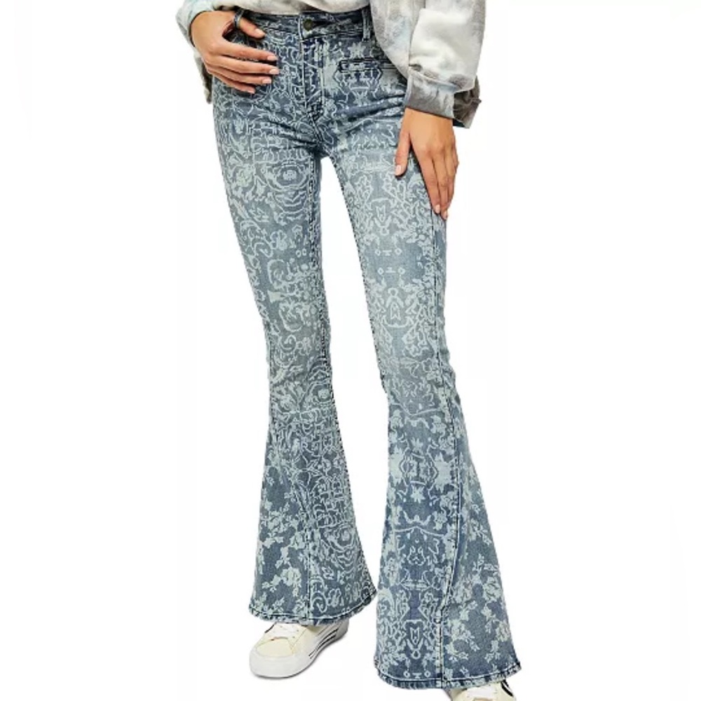 We the Free Dream Lover floral flare-leg jeans, sz 28